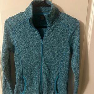 Eddie Bauer Teal Fleece Zip Up Sweater/Jacket